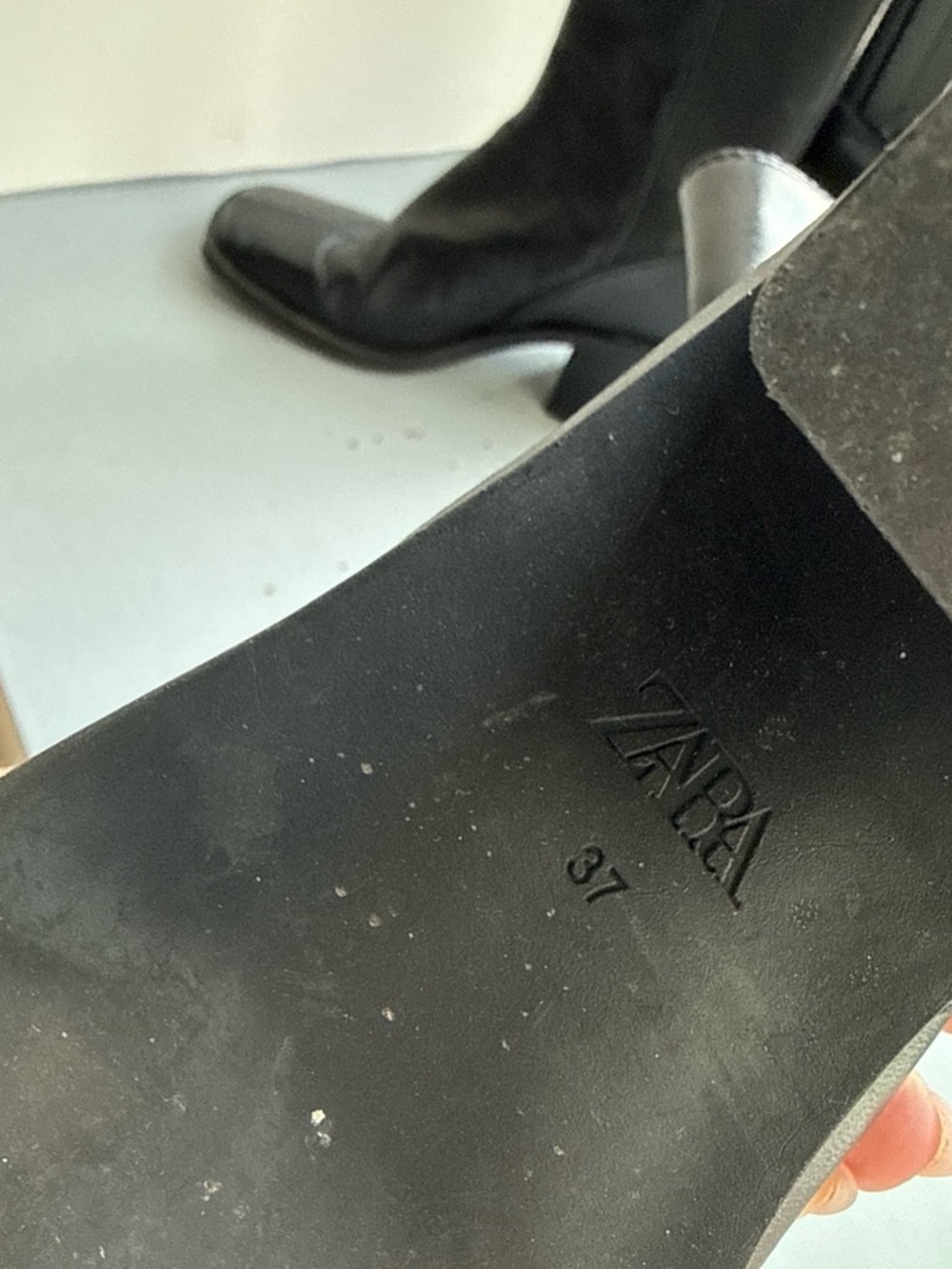 Zara Black Leather Block Heel Ankle Boots - Picture 5 of 5